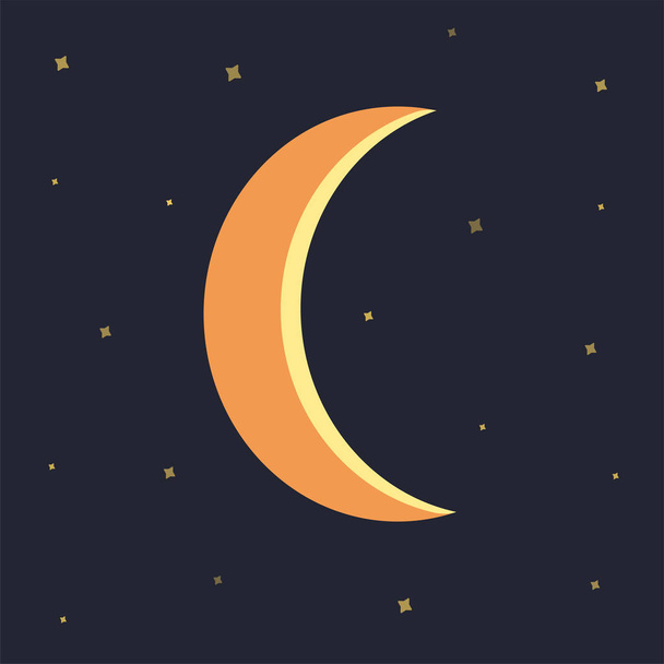 Ночное небо со звездами и лунным синим фоном
 - Вектор,изображение