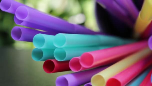 straws plastic straw drinking disposable rotating background with copy space single use plastic stock, footage, video, clip, - Footage, Video