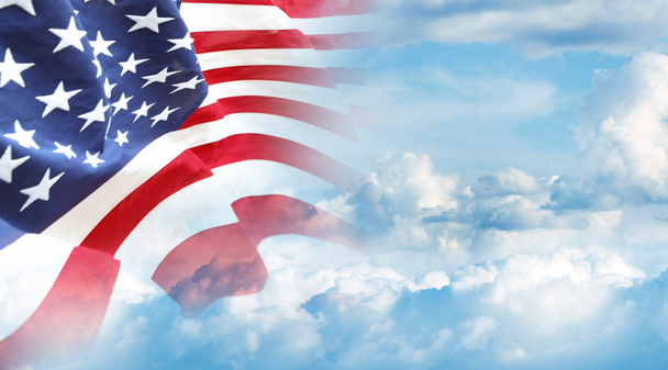 American flag in sky - Photo, Image