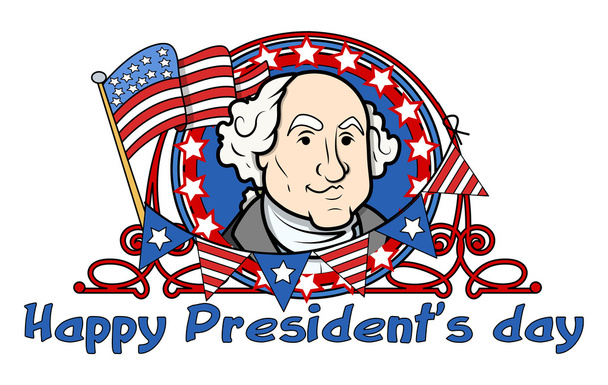 gösterilen George washington üzerinde - Başkanlar Günü vektör çizim - Vektör, Görsel