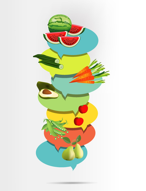 Health fruit and vegetable. Vitamins illustration. - Vector, Image