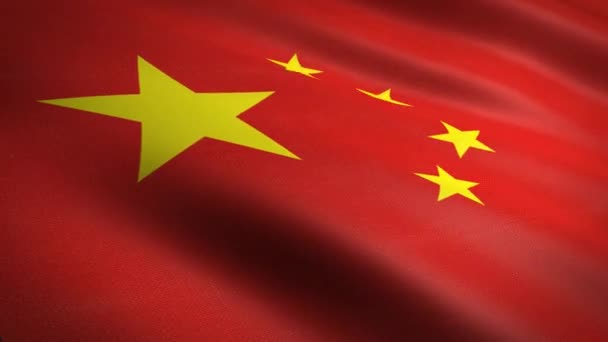 Çin Halk Cumhuriyeti bayrağı. Dalgalanan bayrak, son derece detaylı kumaş dokusu, dikişsiz döngü videosu. Son derece detaylı kumaş dokusuna sahip kusursuz bir döngü. Hd çözünürlükte döngü hazır 1080p 60fps - Video, Çekim