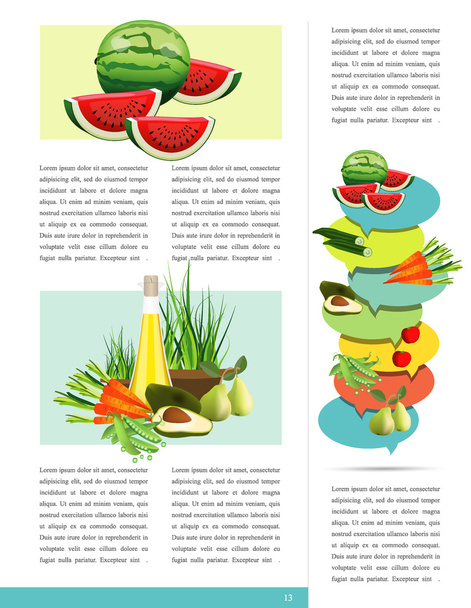 Progettazione brochure alimentare. Pagina di esempio
. - Vettoriali, immagini