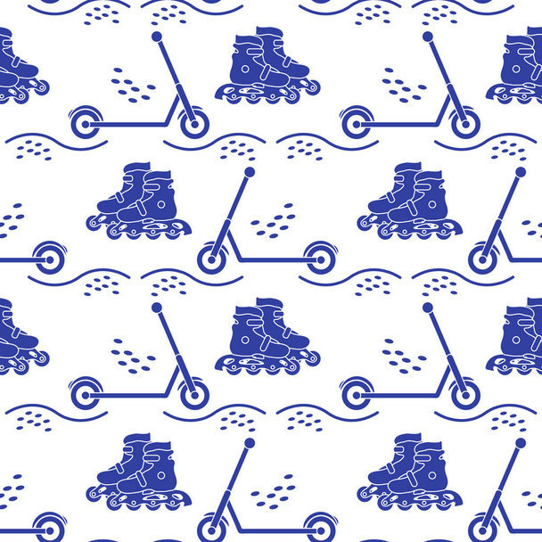 Vector seamless pattern Rollers kick scooter Sport - ベクター画像