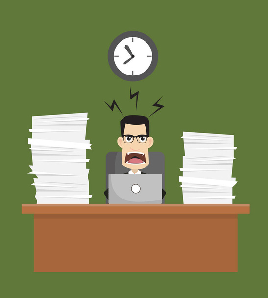 Corporate Business Character - Frustrated from Office Work - Vector, Image