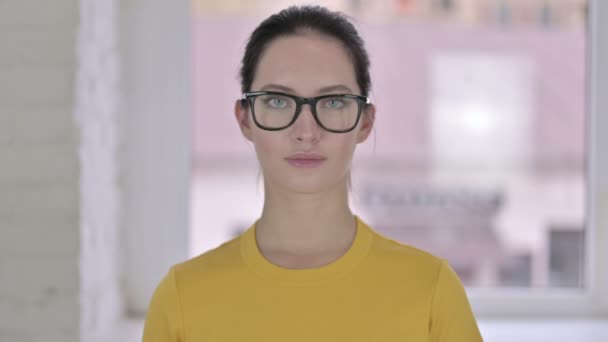 Portrait of Cheerful Young Female Designer doing OK Sign - Materiał filmowy, wideo