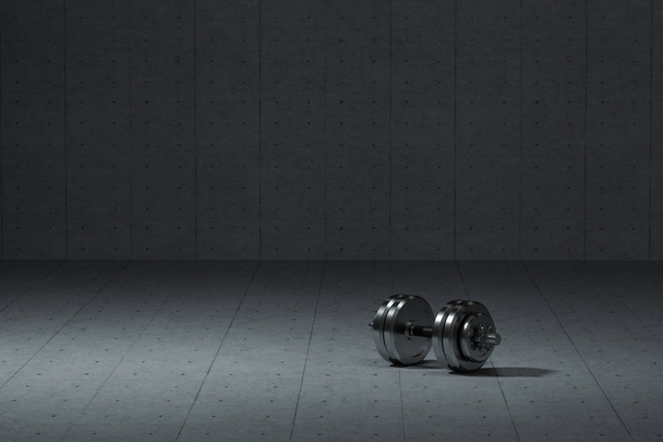 Dumbbells with concrete background, fitness theme, 3d rendeirng. - Photo, Image