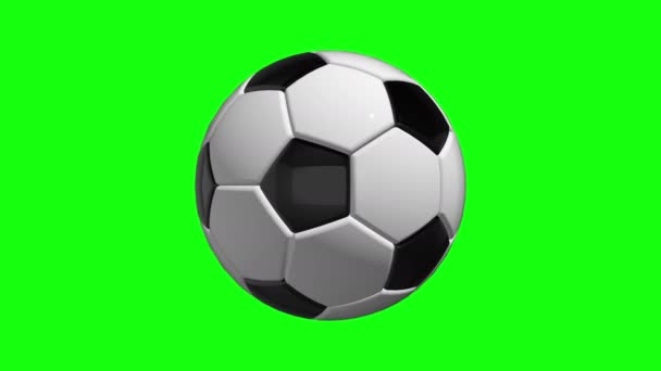 Πράσινη οθόνη περιστρεφόμενη μπάλα ποδοσφαίρου ποδόσφαιρο βρόχο 3d - Πλάνα, βίντεο