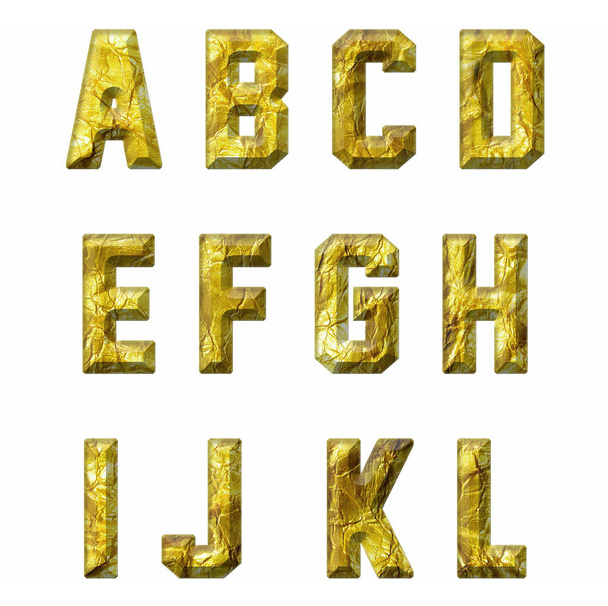 aislado alfabeto dorado 3d sobre fondo blanco
 - Foto, Imagen