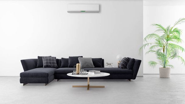 large luxury modern bright interiors with air conditioning illus - Foto, Imagem