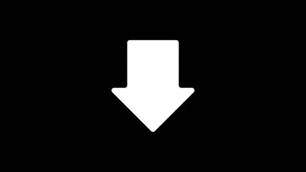 Bílá šipka ikona stáhnout černý fond ploché animace 4k - Záběry, video