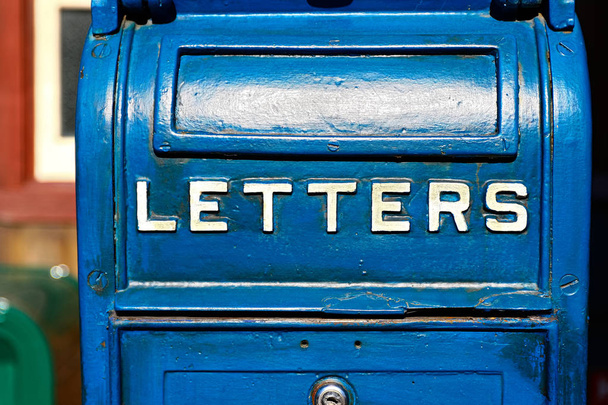 Traditional Old Blue mail letter boxTraditional Old Blue mail letter box - Photo, Image
