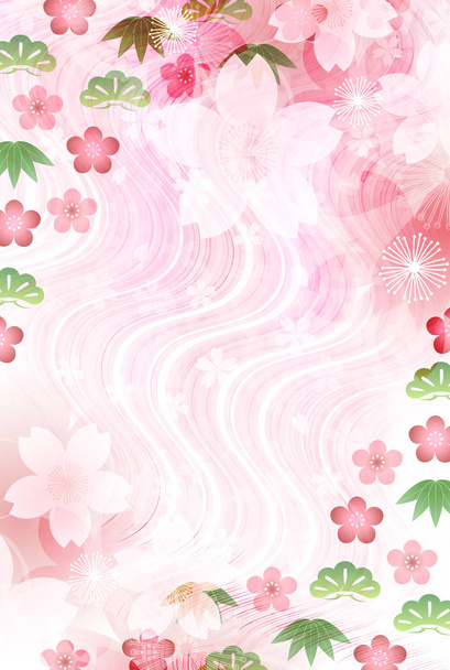 Cseresznyevirág Sho Chiku Bai Újévi kártya háttér - Vektor, kép