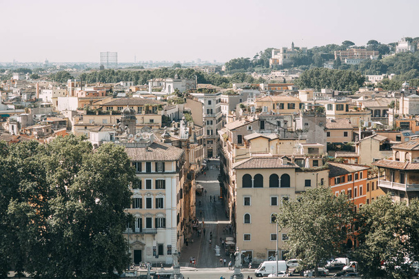 Architecture and panoramas of the old city. Dawn and streets in Rome, Italy.  - Photo, Image