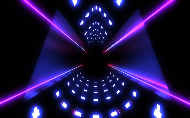 tunnel d'architecture abstraite avec lumière néon. Illustration 3d
 - Photo, image