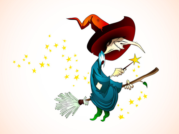 Spooky Halloween Witch holding a Magic Wand - Vector, Image