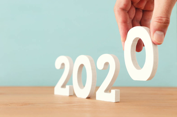 New year 2020 concept. business idea over wooden board - Φωτογραφία, εικόνα