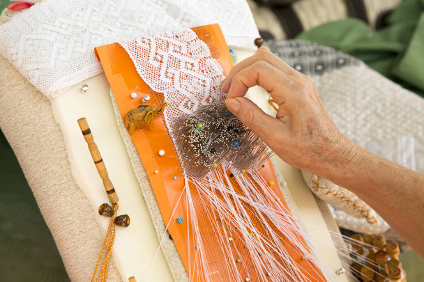 beutiful bobbin lace making - Photo, Image