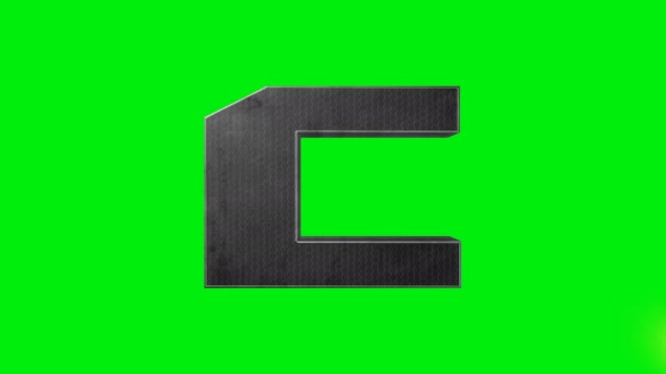 Green screen metallic alphabet letter C laser animation - Footage, Video