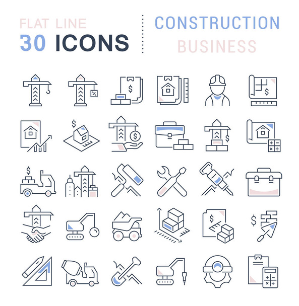 Set Vector Line Icons of Construction Business - Vector, Image