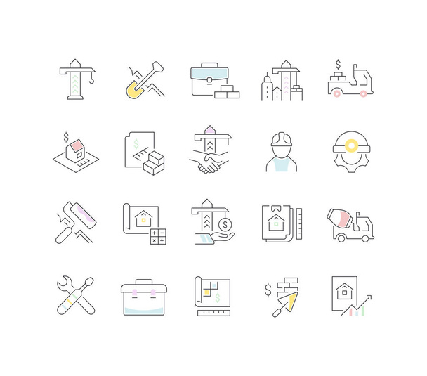 Set Vector Line Icons of Construction Business - Vector, Image