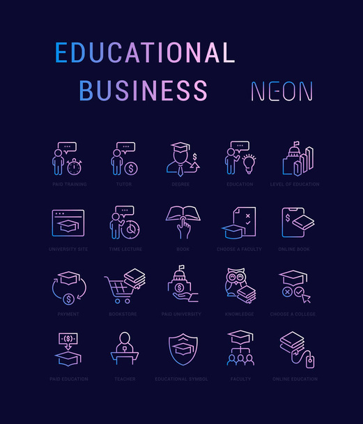 Set Vector Line Icons des Bildungsunternehmens - Vektor, Bild