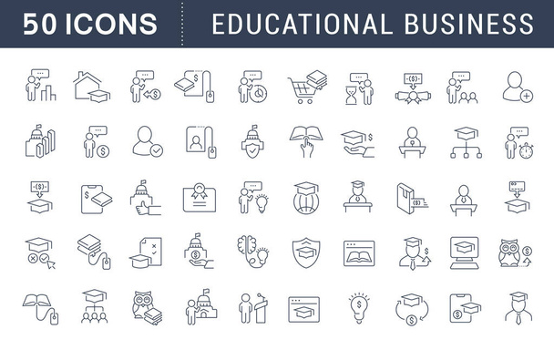 Set Vector Line Icons des Bildungsunternehmens - Vektor, Bild