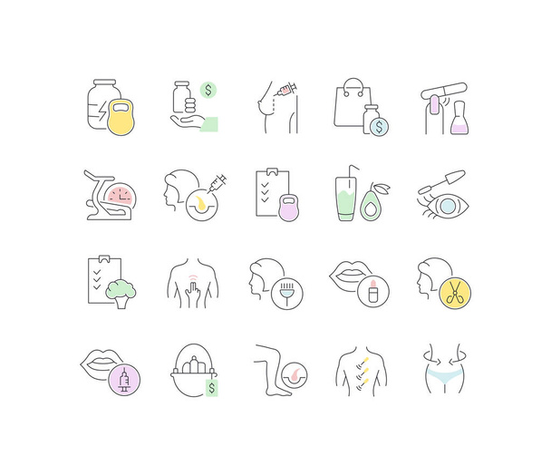 Lineární ikony sbírky zdraví a krásy - Vektor, obrázek