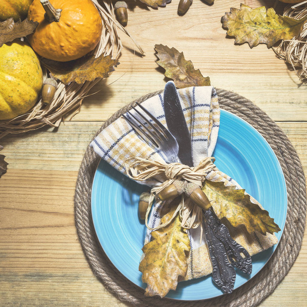 感謝祭・秋のテーブルセッティング - 写真・画像