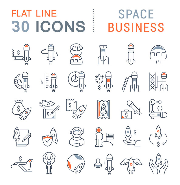 Set de iconos de línea vectorial de negocio espacial
 - Vector, Imagen