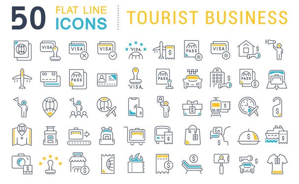 Conjunto de iconos de la línea vectorial de negocios turísticos
 - Vector, imagen