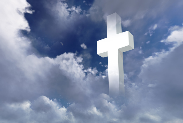 biały krzyż chrześcijański - Zdjęcie, obraz