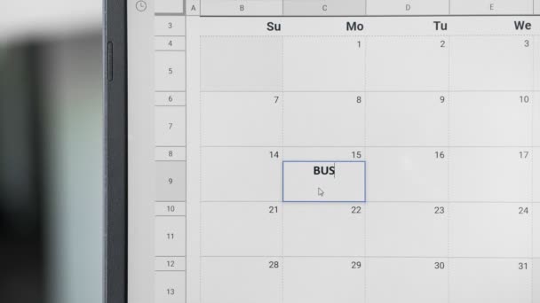 Написание бизнес-встречи на 15 по календарю, чтобы запомнить эту дату
. - Кадры, видео