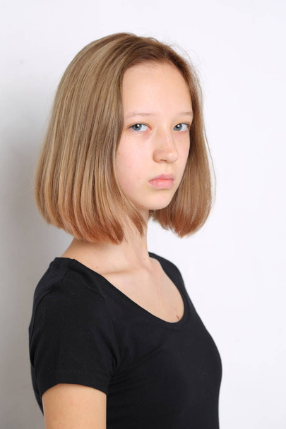Caucasian teen girl studio portrait - Photo, image