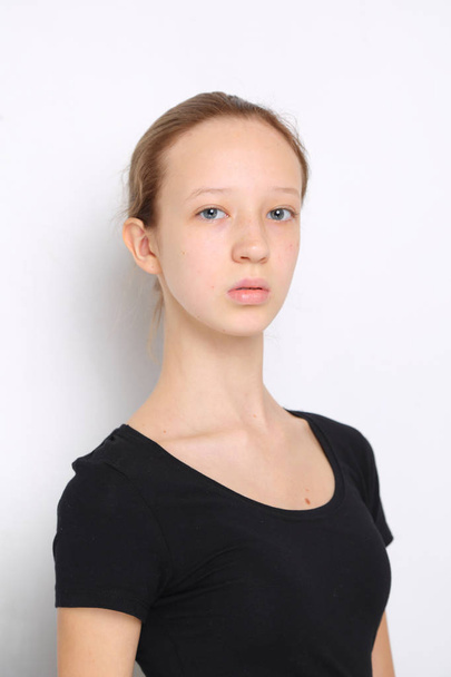 Caucasian teen girl studio portrait - Photo, image