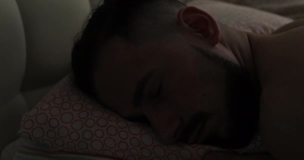 Close up of male sleeping face. - Felvétel, videó