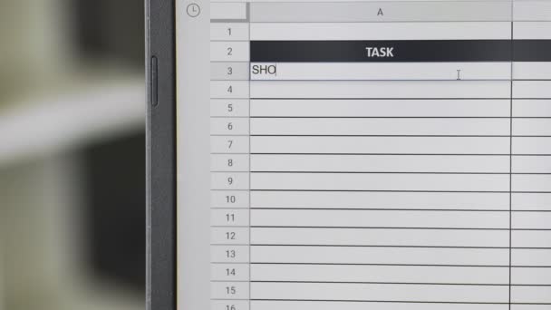 Person marking task SHOPPING in online plan, to-do list - Footage, Video