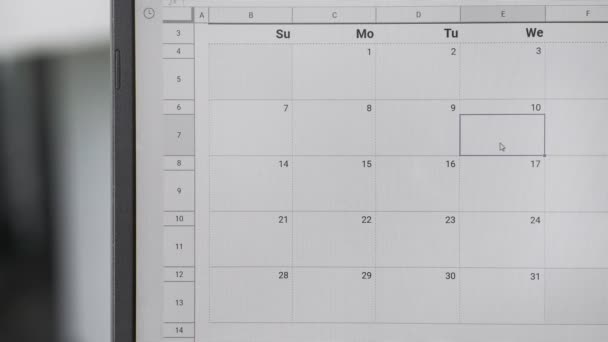 Psaní tělocvična na 10. na kalendář zapamatovat toto datum. - Záběry, video