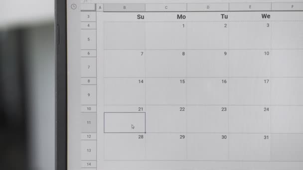 Pisanie Sprzedaż 21 dnia w kalendarzu, aby zapamiętać tę datę. - Materiał filmowy, wideo