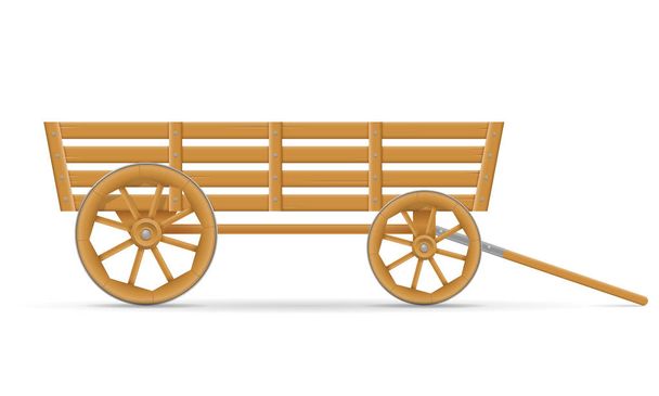 wooden cart for horse vector illustration - Вектор, зображення