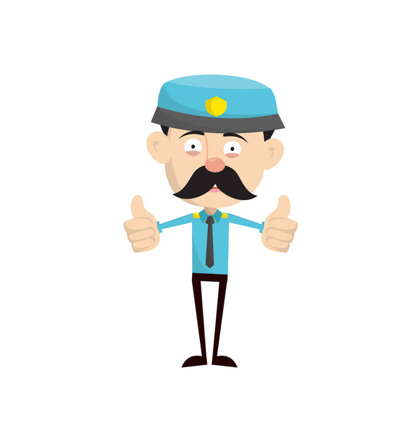 Funny Policeman Cop - Double Thumbs Up - Vetor, Imagem