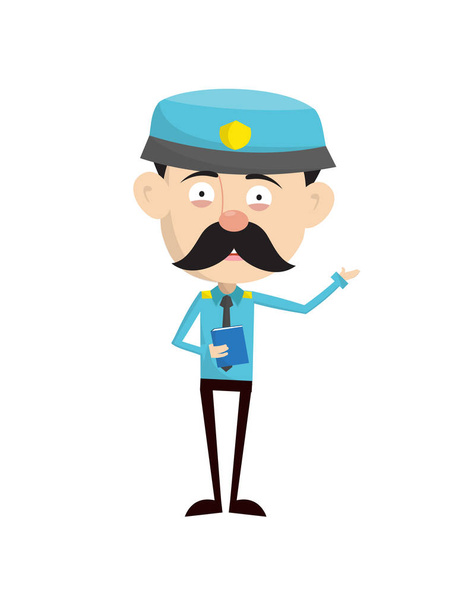 Funny Policeman Cop - Holding a Book and Presenting - Vetor, Imagem