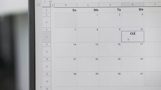 Psaní Den úklidu 10. na kalendář zapamatovat toto datum. - Záběry, video