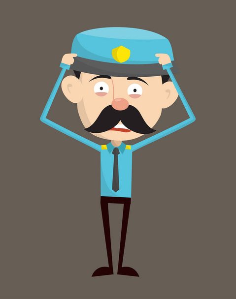 Funny Policeman Cop - with Worried Face - Vector, Image