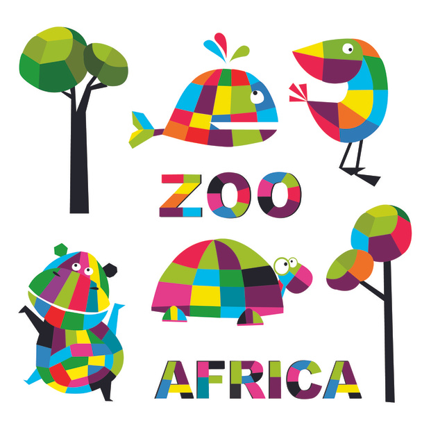 Векторные смешные животные с текстом Африка
 - Вектор,изображение