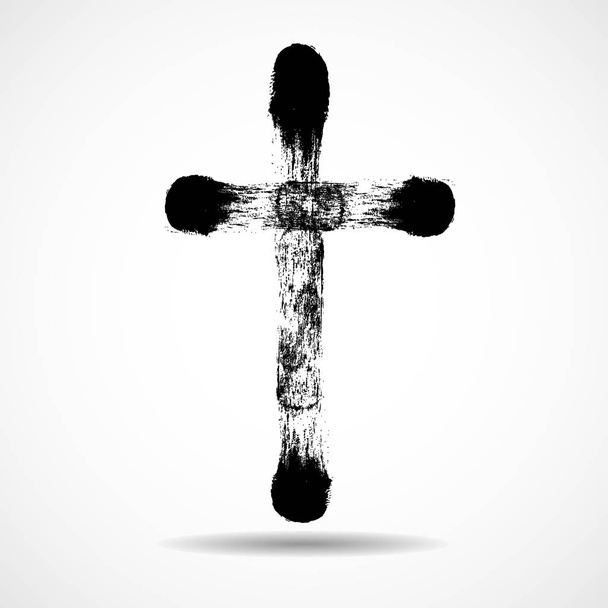 Ручной христианский крест. Гранж Кросс. Символ христианства
 - Вектор,изображение