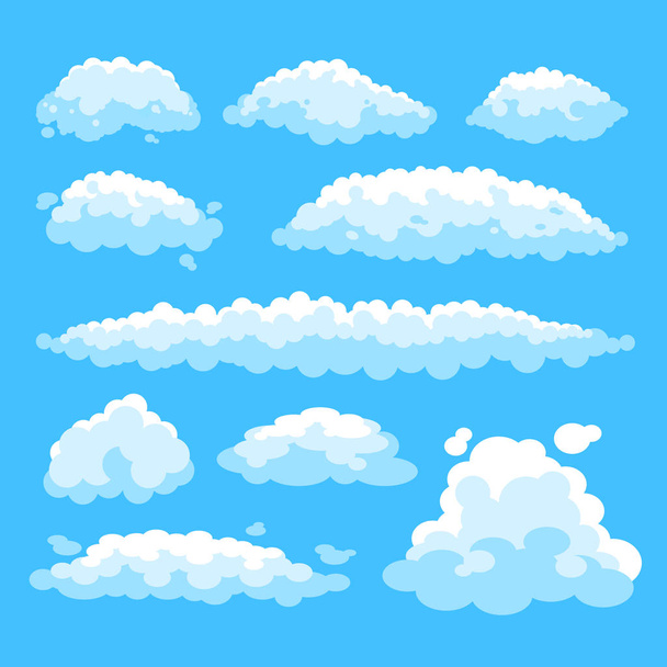 white simple isolated clouds set. Vector flat graphic design illustration - Vektor, obrázek