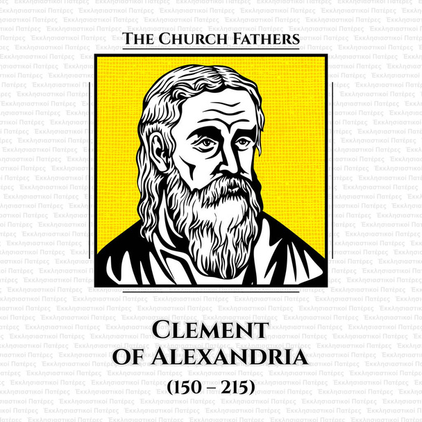 Отці церкви. Тит Флавій Клемен, також відомий як Климент Александрійський (150 - 215), був християнським теологом і філософом, який викладав у катехічній школі Александрії. Переконавшись у християнстві, він був освіченою людиною. - Вектор, зображення