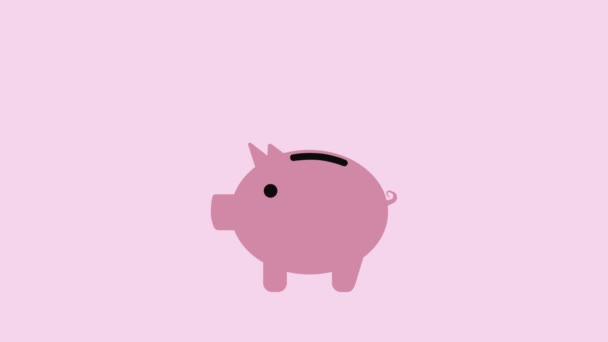  pieniądze świnka zapisać bank spadające monety  - Materiał filmowy, wideo