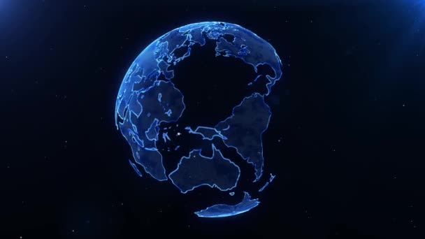 Futuristische Globe Aarde Digitaal Hologram Draaien met sterren - Video